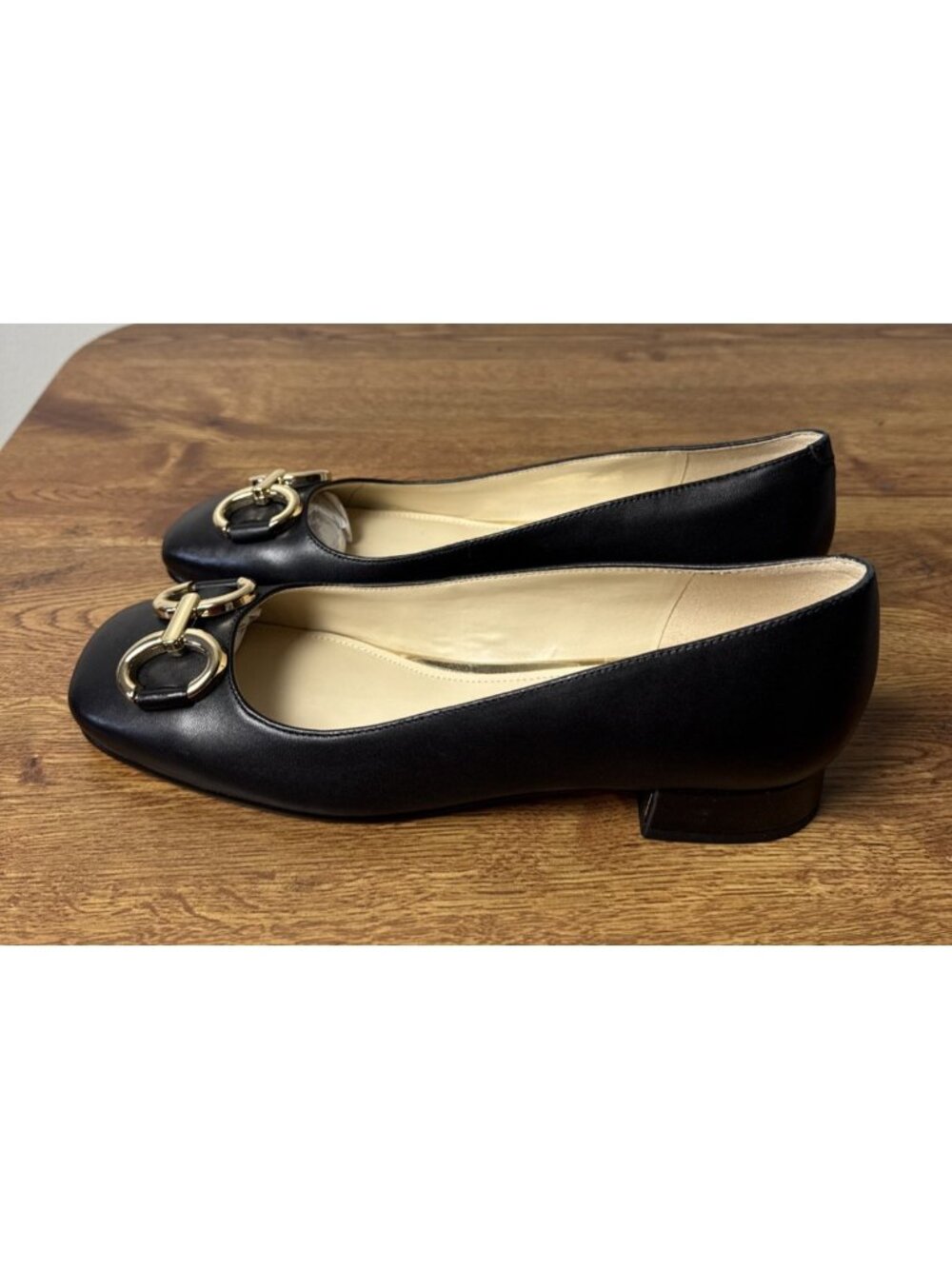 Nine West Works Women's Square Toe Low Heel Pumps Black Leather Size 9.5 M